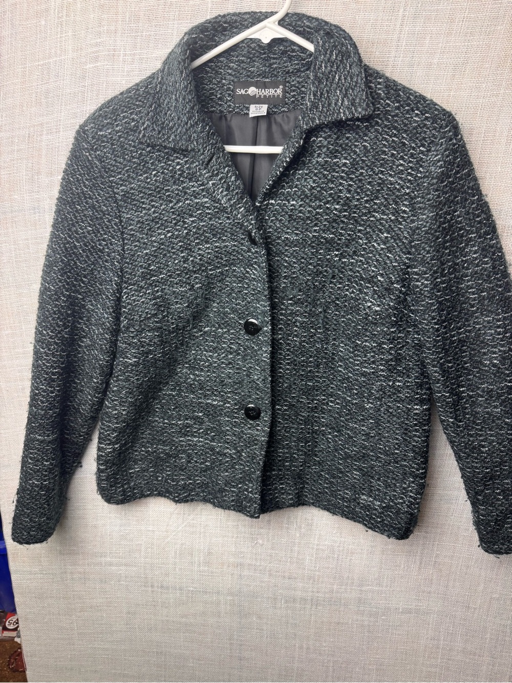 Sag Harbor Gray Textured Tweed Button-Up Blazer